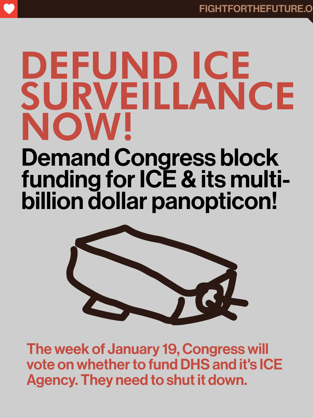 People in the U.S. agree: our government should not be spying on us. Yet 🧊 is doing just that and now they have a 170 billion dollar budget, which is larger than the military budgets of most countries!  But in January federal lawmakers have one shot to shut down ICE and the surveillance tech that is supercharging 🧊 terror in our communities. They must vote to defund the Department of Homeland Security (DHS) until its ICE agency is abolished. Send your lawmakers a message right away to demand they block funding for 🧊 and its multi-billion dollar panopticon! Link in bio to take action 👆