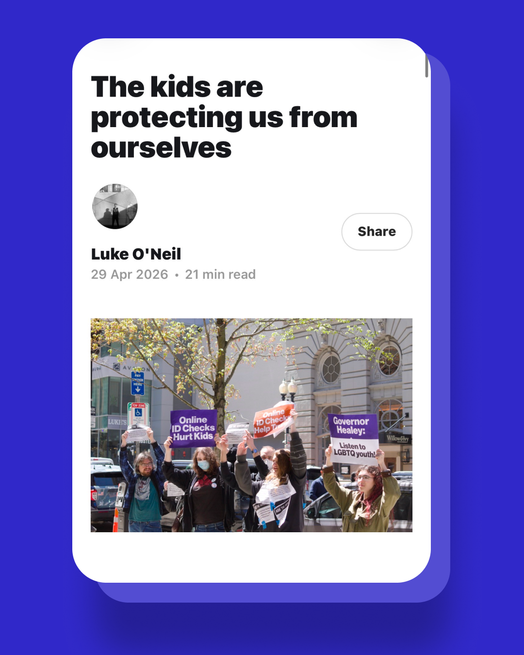 @thatevangreer , Director at @fightfortheftr wrote about the frightening push by MA lawmakers to pass dangerous social media surveillance legislation & the need for thoughtful solutions outside of the moral panic ‘save the children’ approach to addressing Big Tech social media ills.  Full article link in bio 👆🏽  #lgbt #tech #boston #techpolicy