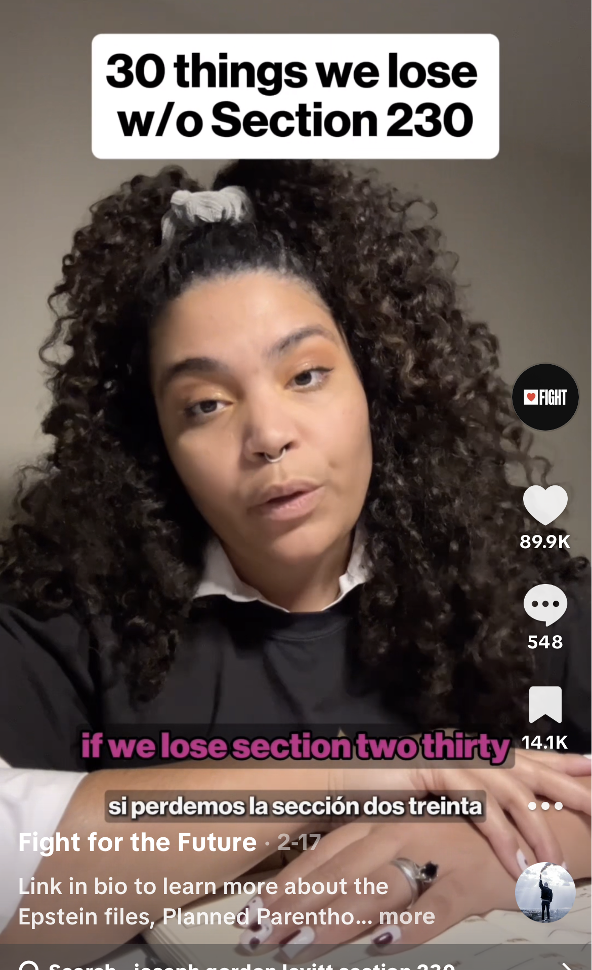 Link in bio to learn more about the Epstein files, Planned PArenthood and other things we'll lose on the internet without Section 230