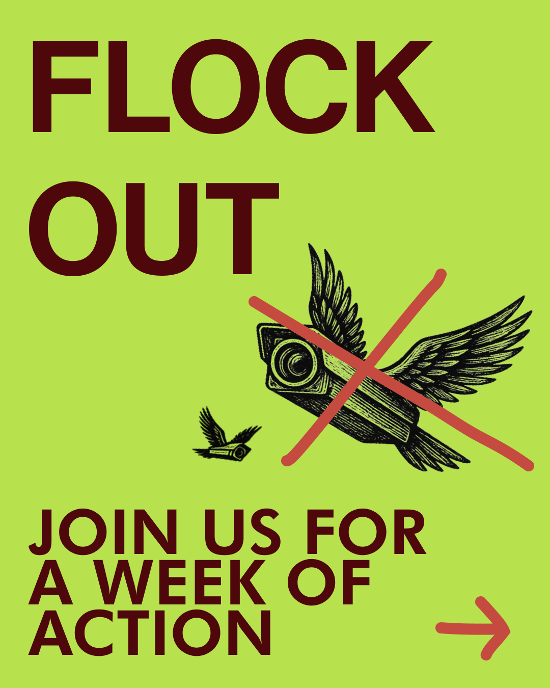🔊We’re hosting a Week of Action next week! Our goal is to get everyday people like you to get Flock ALPR’s OUT of your city. ❌👁️🗨️
