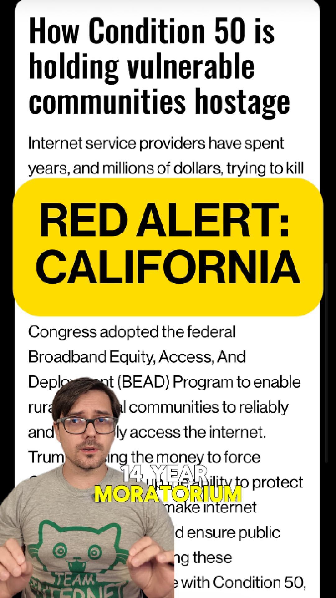 Trump is holding rural and tribal internet access hostage, threatening to cut off federal funding for states that enforce vital net neutrality laws. These rules protect internet users from censorship, price gouging, and arbitrary throttling. California is preparing to surrender to Trump’s demands later this week. Act now to preserve the internet: call today urging Governor Newsom protect your rights by standing up to Trump and internet service providers! Link to call tool in bio!