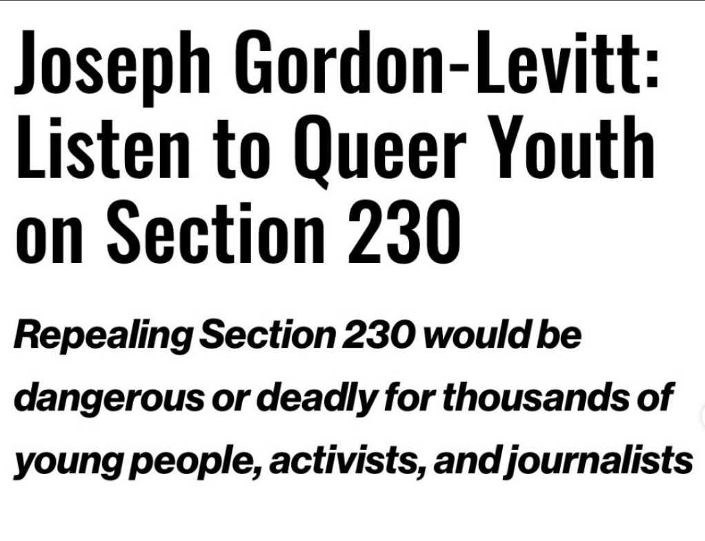 Joseph Gordon Levitt: Listen to Queer Youth on Section 230