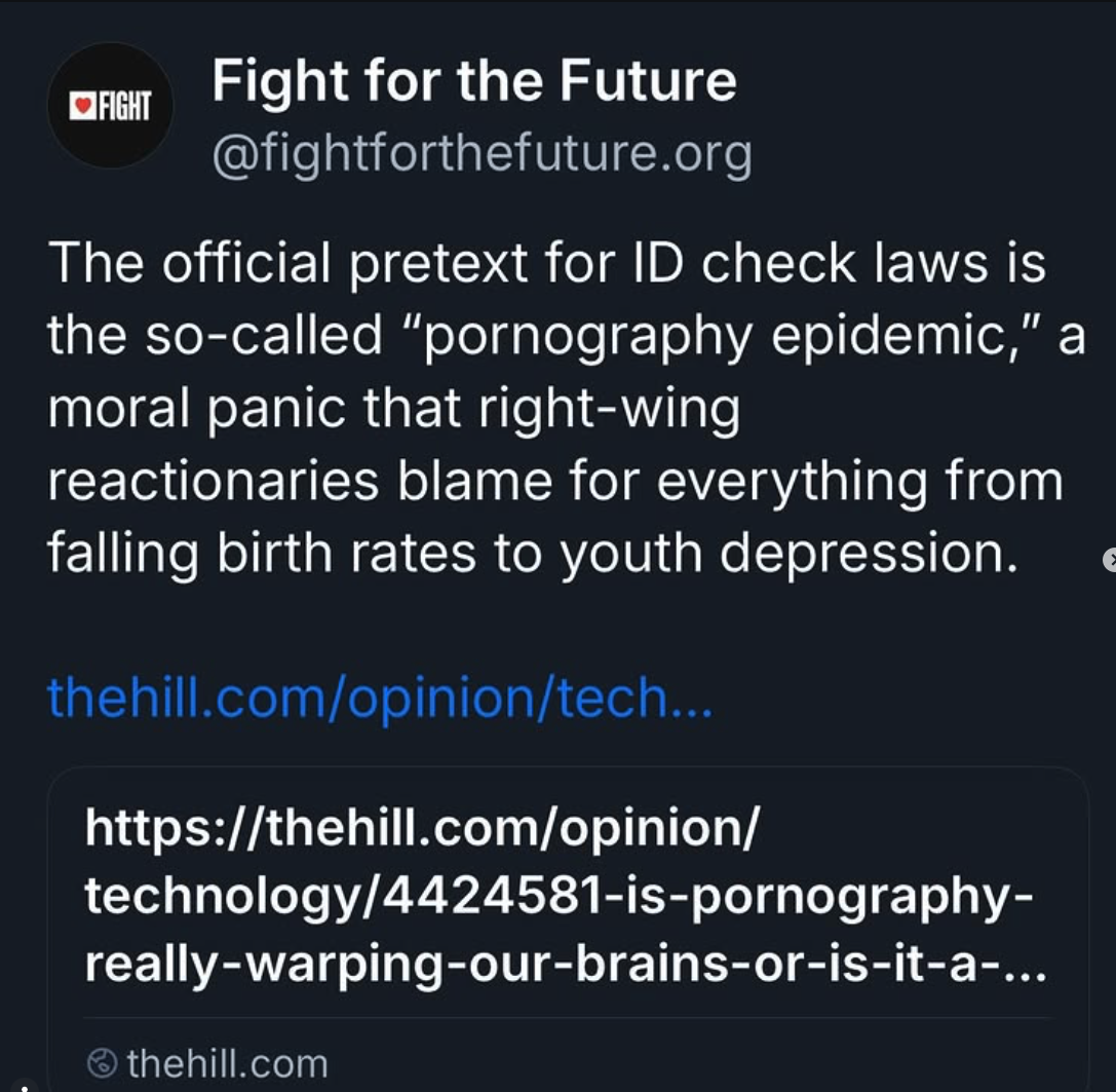 “Po 🌽rn is a notoriously ambiguous category, and this is the key to the right’s ID-checking campaign. If, like former Supreme Court Justice Potter Stewart, ‘you know it when you see it,’ people like Republican Vice Presidential candidate Sen. JD Vance (R-OH) and Heritage Foundation president Kevin Roberts ‘know it’ quite often: they ‘know it’ when sex educators share information about birth control options, when they flip past Drag Race on Hulu, and when the public library hosts an LGBTQ+ reading group. Republicans are not even trying to hide this: Kansas’s law explicitly defines “acts of homosexuality” as adult content. “ Read the full paper by our very own Anna Bonesteel via @techpolicy.press at the link in our bio! 👆 1h