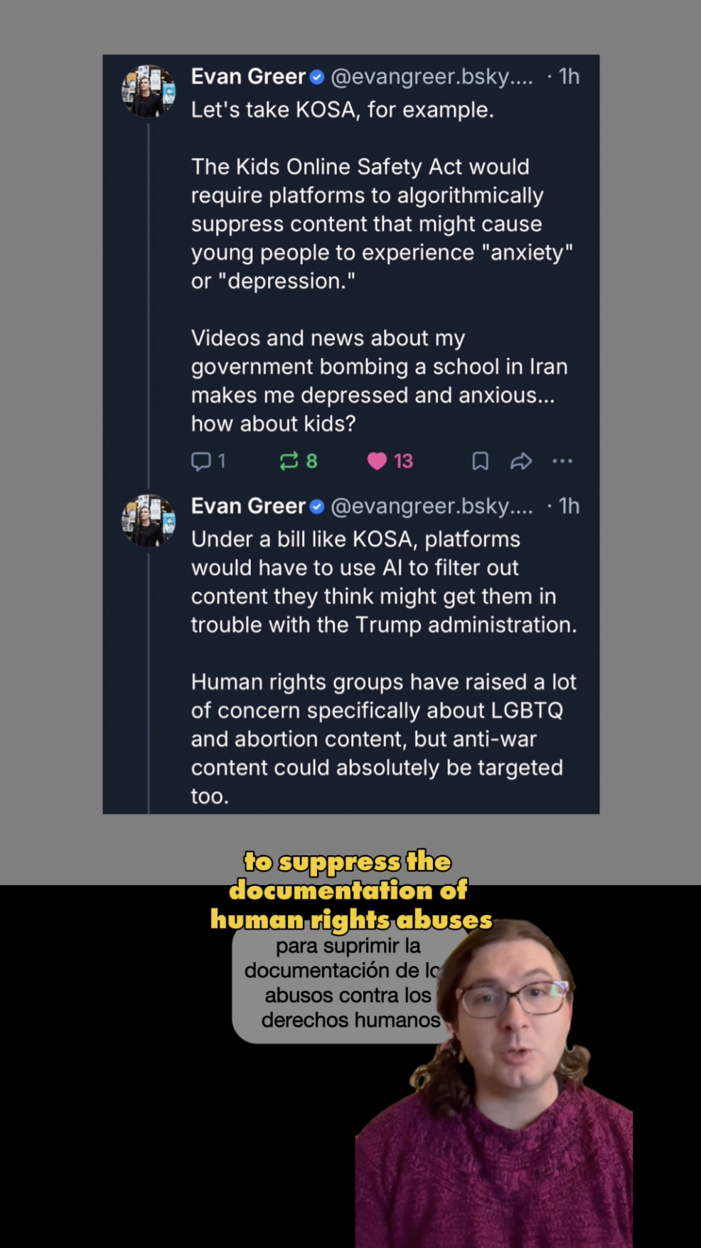 What if you couldn't see what's happening in Iran, Venezuela, Cuba or Palestine because that information is wiped off the internet? This is what's at stake if KOSA passes. Call your reps now!